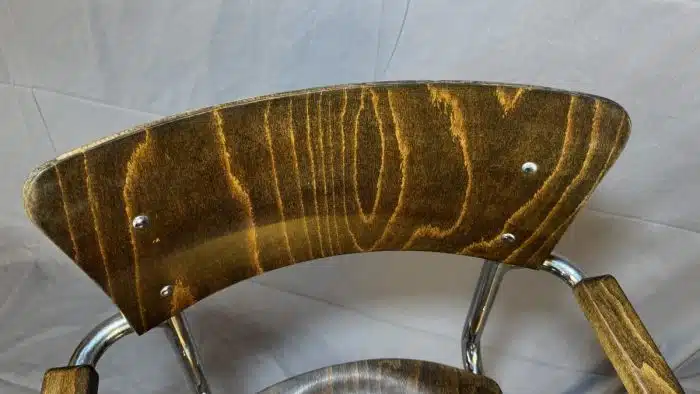 Seltener Schreibtisch - Vintage - Bauhaus ca.1960er Jahre, mit Sessel - Konstruktion aus verchromtem Stahlrohr, Höhe 78 cm, Breite 66 cm, Länge 160 cm. – Bild 17