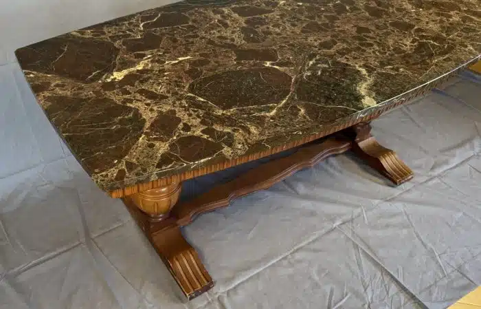 COUCHTISCH mit Marmorplatte höhe verstellbar  138 x 69 H 59 cm – Bild 4