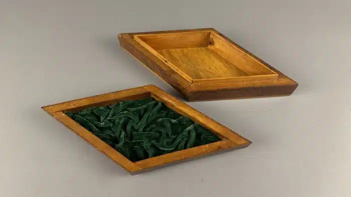 Edle Wurzelholz Schatulle Rautenform mit Samt Einlage  L 35 cm B 16 cm – Bild 3