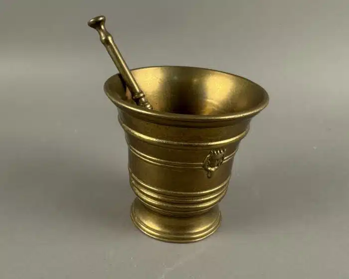 Messing Mörser mit Stößel H 11 cm