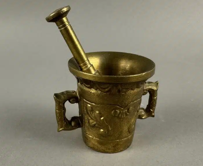 Messing Mörser mit Stößel H 6 cm