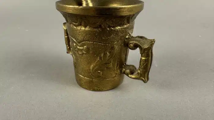 Messing Mörser mit Stößel H 6 cm – Bild 3