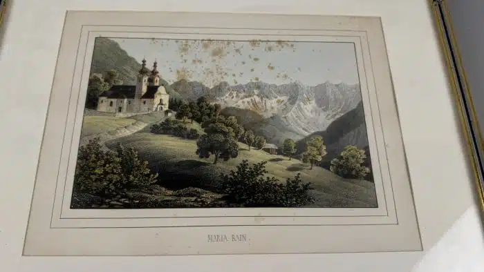 Maria Rain Lithographie in schönem Rahmen 44 x 34 cm Stockfleckig – Bild 2