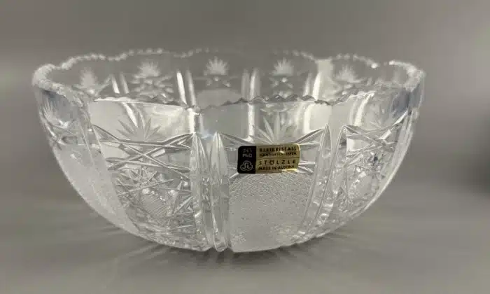Stölzle Bleikristall Schüssel handgeschliffen Dm. 21 cm in originalem Karton – Bild 4