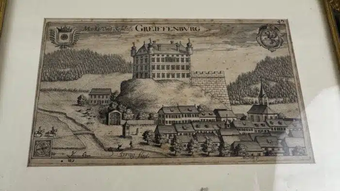 Kupferstich Valvasor Greifenburg in schönem Rahmen 32 x 23 cm – Bild 2