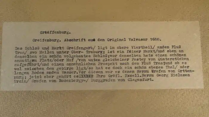 Kupferstich Valvasor Greifenburg in schönem Rahmen 32 x 23 cm – Bild 8