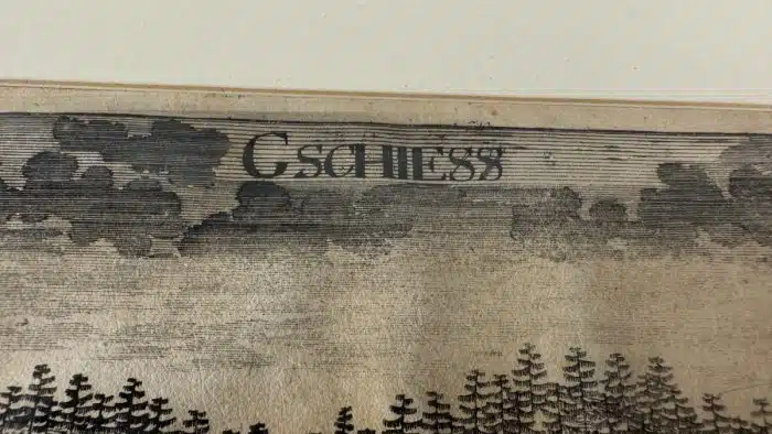 Kupferstich M. Greischer Valvasor "Gschiess" Gschieß / Baldramsdorf/ Kärnten / um 1688 – Bild 3
