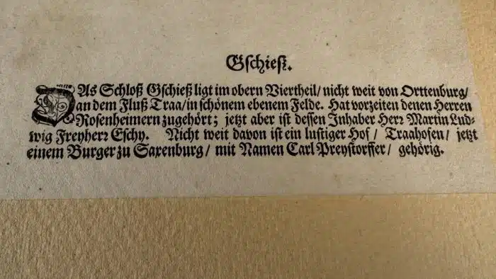 Kupferstich M. Greischer Valvasor "Gschiess" Gschieß / Baldramsdorf/ Kärnten / um 1688 – Bild 10