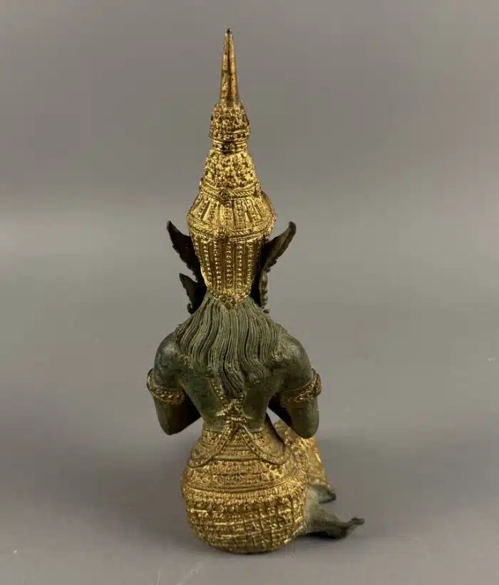 Tempelwächterin Thailand Bronze Figur - schöne Patina und vergoldung  H 22 cm – Bild 5