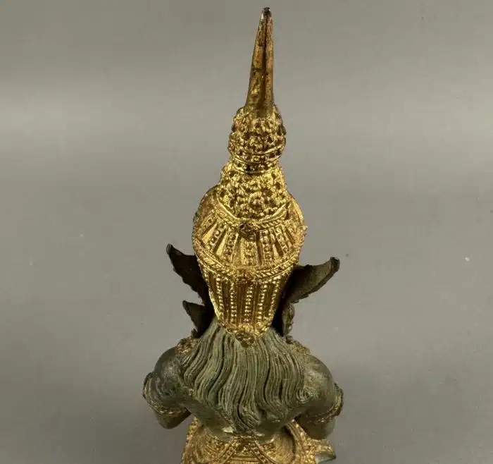 Tempelwächterin Thailand Bronze Figur - schöne Patina und vergoldung  H 22 cm – Bild 6