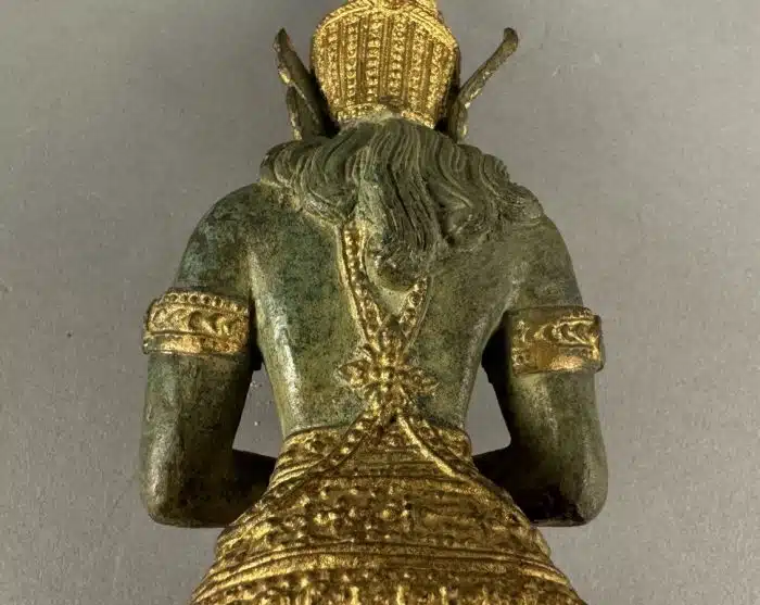 Tempelwächterin Thailand Bronze Figur - schöne Patina und vergoldung  H 22 cm – Bild 16