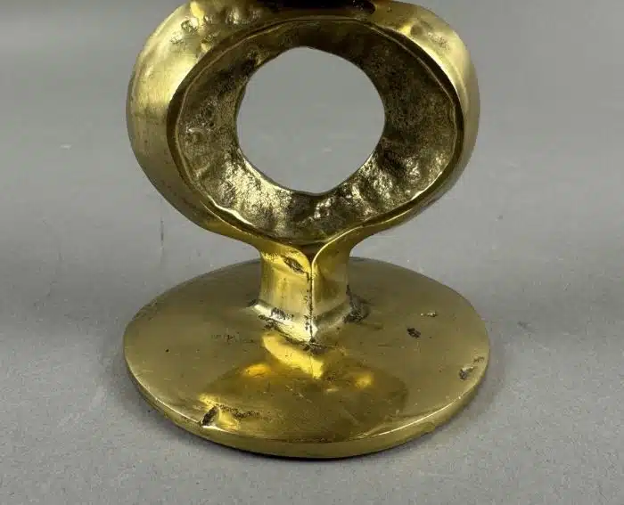 Brutalistischer Massiver Messing  Kerzenhalter H11 cm - vielleicht Goll – Bild 2