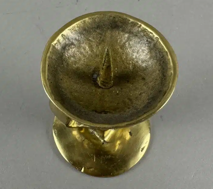 Brutalistischer Massiver Messing  Kerzenhalter H11 cm - vielleicht Goll – Bild 3