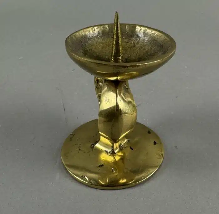 Brutalistischer Massiver Messing  Kerzenhalter H11 cm - vielleicht Goll – Bild 4