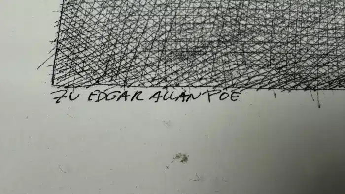 PAUL FLORA Druck signiert 50x40 cm: Rabe Zu Edgar Allan Poe mit Rahmen – Bild 3