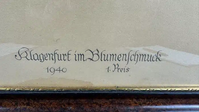 großer originaler Switbert Lobisser Holzschnitt "Am Fenster" Klagenfurt im Blumenschmuck 1 Preis  1940 im schönem Rahmen – Bild 2
