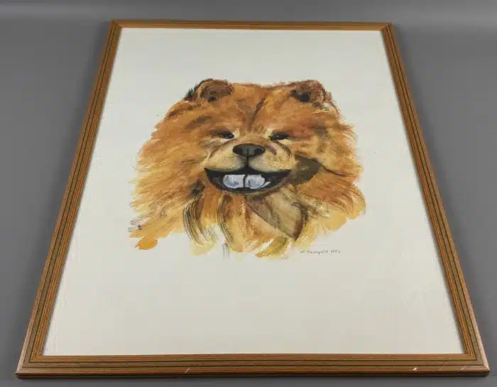 Aquarell mit  Chow Chow 60x47 cm signiert  verglast und gerahmt