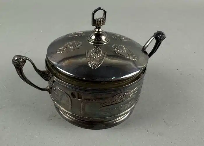 Argentor versibert Jugendstil Zuckerdose mit Schlüssel