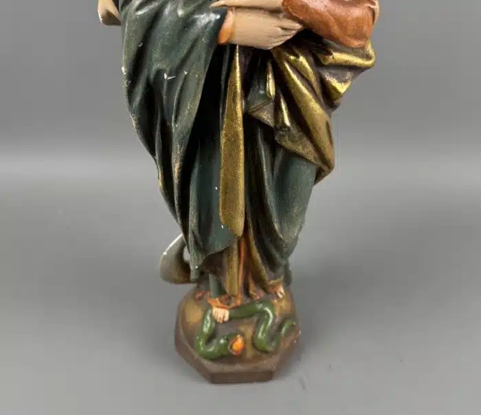 Madonna mit Kind Heiligenfigur aus Gips Polychrom gefasst Madonna mit dem Jesuskind H 43 cm – Bild 3
