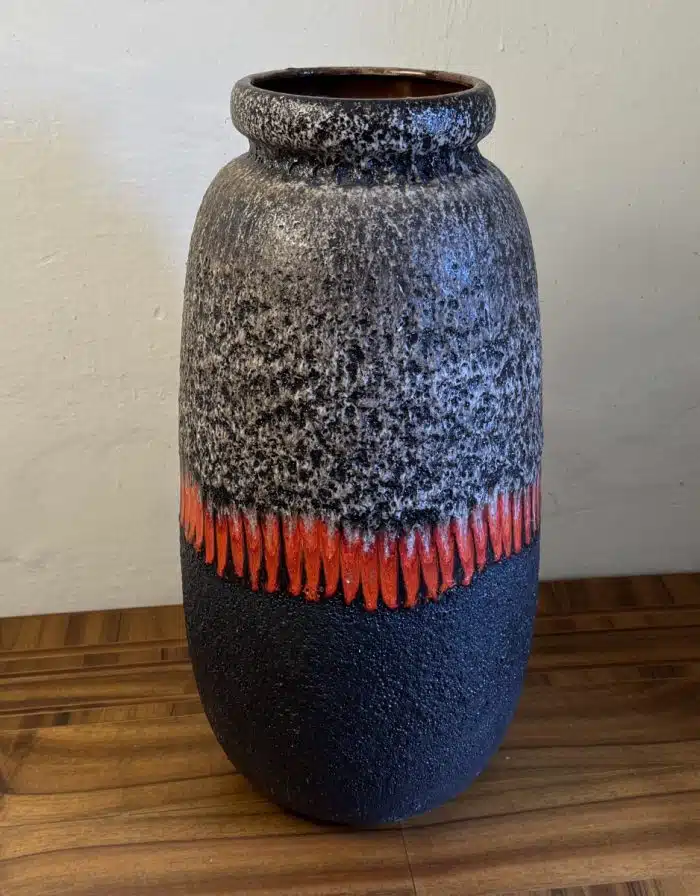 Keramik  Lava orange - orange westdeutsche Keramik Vase H 56 cm