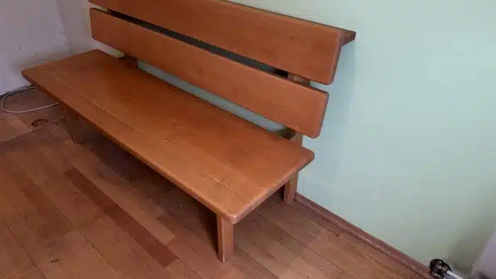 Vollholzbank mit Lehne L 160 cm T 63 cm Sitzh. 47 cm Lehnen H 91 cm – Bild 2