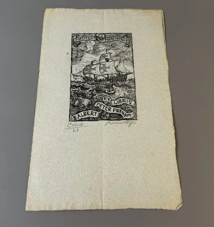 Switbert Lobisser - Holzschnitt -  auf Brief von 1840 144  Exlibris Albert Peter-Pirkham (I) 21x35 cm signiert nummeriert