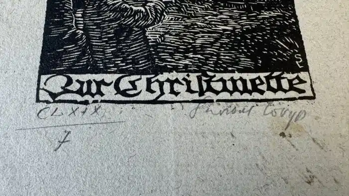 Switbert Lobisser - Holzschnitt -  auf Brief von 1807 - Op.169  Zur Christmette 22x35 cm signiert nummeriert – Bild 3