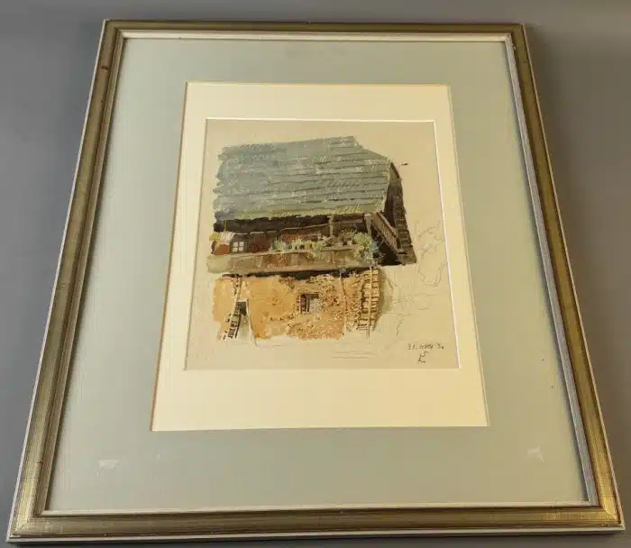 Switbert Lobisser - Aquarell -  Bauernhaus, 31. Okt. 1930 61x51 cm Blatt 31x26 cm signiert datiert