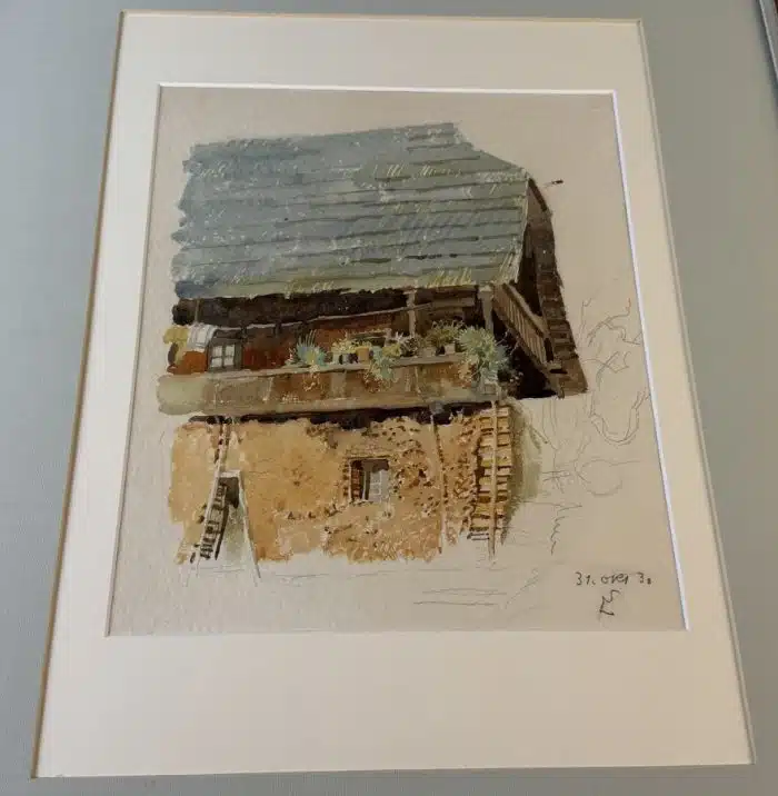 Switbert Lobisser - Aquarell -  Bauernhaus, 31. Okt. 1930 61x51 cm Blatt 31x26 cm signiert datiert – Bild 2