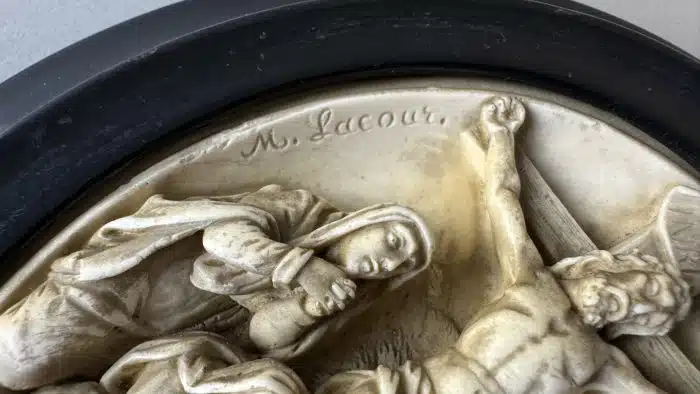 Switbert Lobisser - Aus persönlichem Besitz - Zum Namenstag seiner Eva 1931 - Reliefbild, 19. Jahrhundert, Meerschaum, H 16 cm – Bild 3