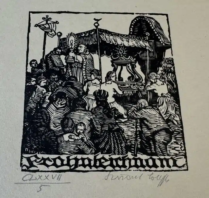 Switbert Lobisser - Holzschnitt -   Op. 177  Fronleichnam 25x35 cm signiert nummeriert – Bild 2