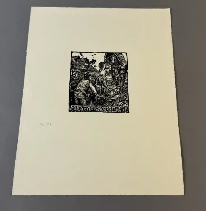 Switbert Lobisser - Holzschnitt -   Op. 178  Beim Erntefest  24x31,5 cm