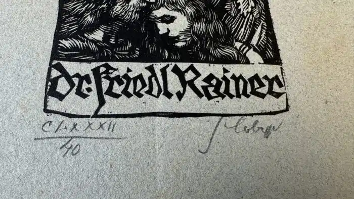 Switbert Lobisser - Holzschnitt -  auf altem Brief   Op. 182  Exlibris Dr. Friedl Rainer 21x36 cm signiert nummeriert – Bild 3
