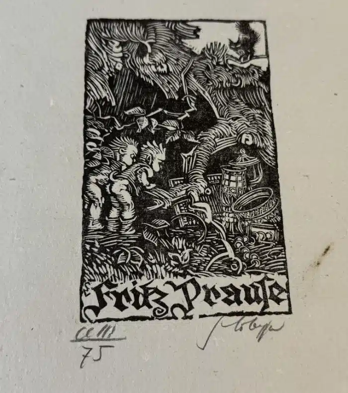 Switbert Lobisser - Holzschnitt -   Op. 203  Exlibris Fritz Prause 22,5x35,5 cm signiert nummeriert – Bild 2
