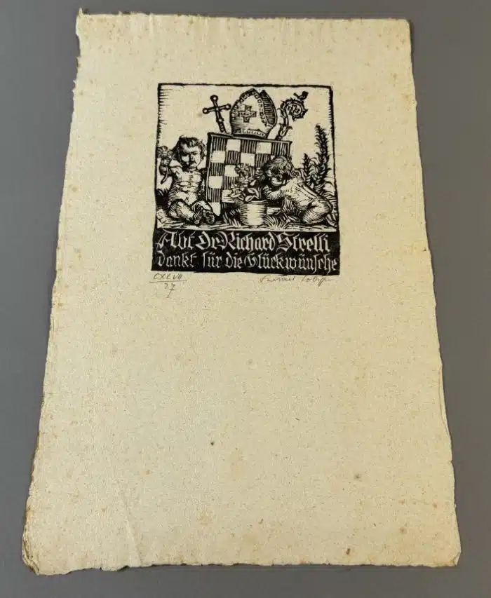 Switbert Lobisser - Holzschnitt -   Op. 197  Richard Strelli dankt 21,5x33 cm signiert nummeriert