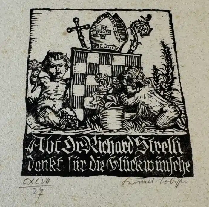Switbert Lobisser - Holzschnitt -   Op. 197  Richard Strelli dankt 21,5x33 cm signiert nummeriert – Bild 2