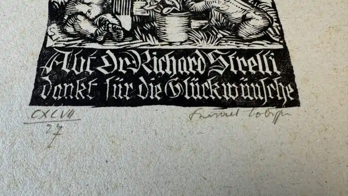 Switbert Lobisser - Holzschnitt -   Op. 197  Richard Strelli dankt 21,5x33 cm signiert nummeriert – Bild 3