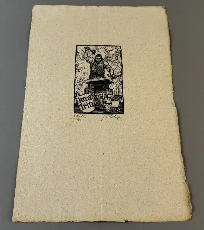 Switbert Lobisser - Holzschnitt -  auf Brief von 1809 mit Wasserzeichen Stift St.Paul - Op.196  Exlibris Karl Fritz (II) 24x37,5 cm signiert nummeriert