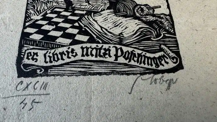 Switbert Lobisser - Holzschnitt -  auf Brief von 1824  Op.196  193  Exlibris Mitzi Mitzi Poschinger 19x31,5 cm signiert nummeriert – Bild 3