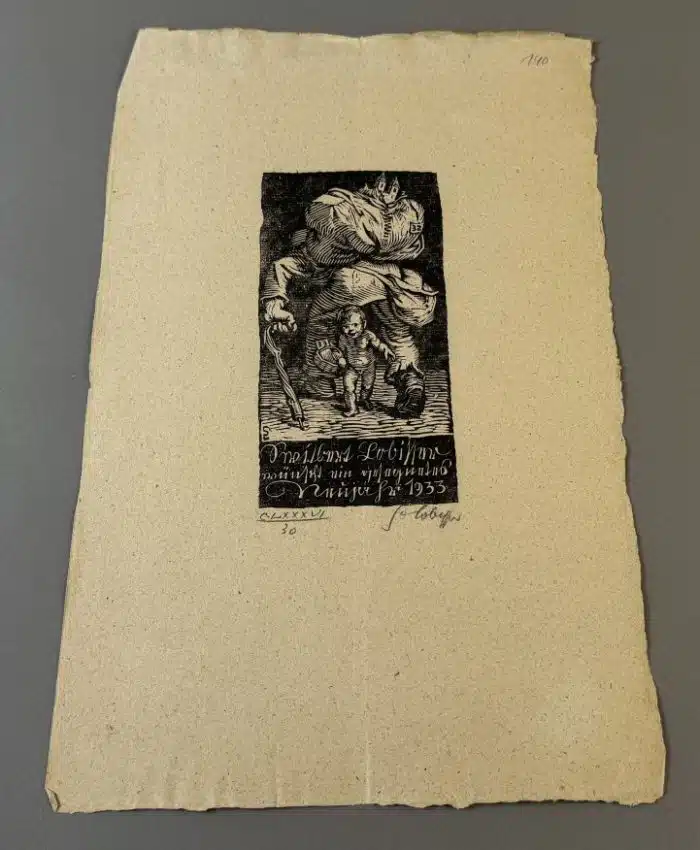 Switbert Lobisser - Holzschnitt -  auf Brief von 1809  Op.186  Switbert Lobisser 1933  24x37,5 cm signiert nummeriert