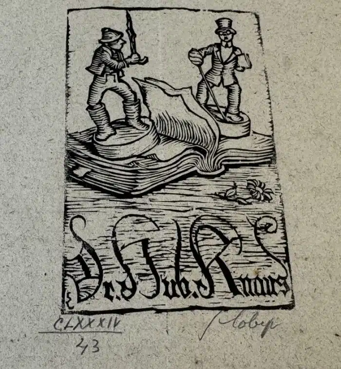 Switbert Lobisser - Holzschnitt -  auf Brief von 1822  Op.184  Exlibris Dr. Hubert Knaus 21,5x37 cm signiert nummeriert – Bild 2