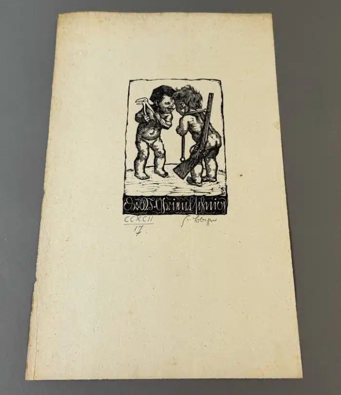 Switbert Lobisser - Holzschnitt - auf altem Brief von 1833 mit Wasserzeichen Stift St.Paul - Op.292  Exlibris Dr. W. Grientschnig  19,5x32 cm  signiert nummeriert