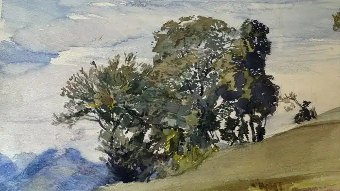 Switbert Lobisser - Aquarell -  Sommerlandschaft in Nötsch 20.9.1923 - 54x41 cm Blatt 23,5x36cm signiert datiert – Bild 5