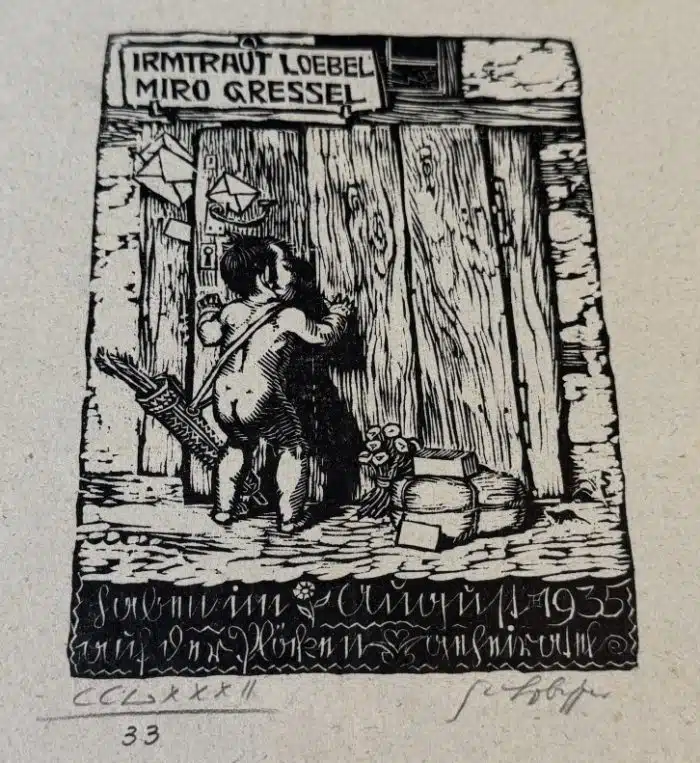 Switbert Lobisser - Holzschnitt - Op.  282  Irmtraut Loebel und Miro Greßl - 24,5x35,5 cm  signiert nummeriert – Bild 2