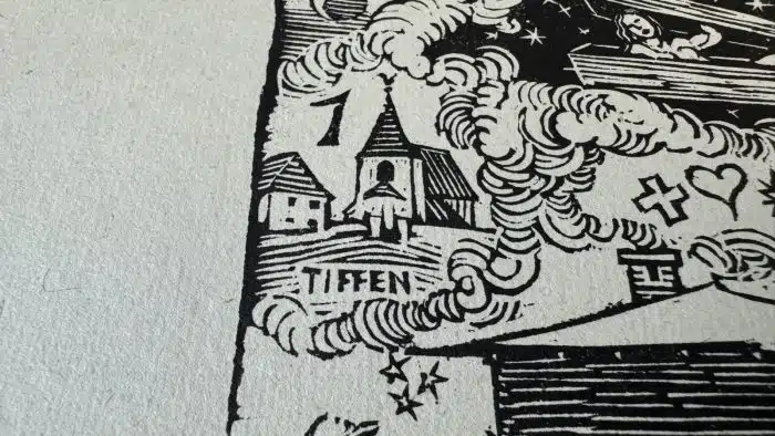 Switbert Lobisser - Holzschnitt - auf altem Brief mit Wasserzeichen Stift St.Paul - Op  211  Exlibris Margarethe Maier-Kaibitsch - 27x37 cm  signiert nummeriert – Bild 5