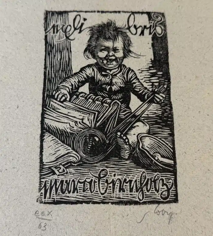 Switbert Lobisser - Holzschnitt - auf altem Brief von 1816  - Op. 209  Exlibris Marco Birnholz (I)  21x33,5 cm  signiert nummeriert – Bild 2