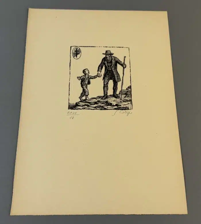 Switbert Lobisser - Holzschnitt -  Op. 207  Für ein Tuberkulosen-Fürsorge-Werbeblatt 25x35 cm  signiert nummeriert