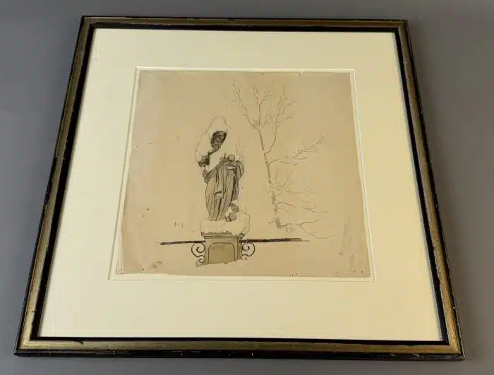 Switbert Lobisser - Aquarell -  Bleistift - St. Lamprecht Marienstatue 46,5x47 cm Blatt 28,5x29 cm