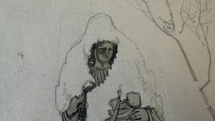 Switbert Lobisser - Aquarell -  Bleistift - St. Lamprecht Marienstatue 46,5x47 cm Blatt 28,5x29 cm – Bild 7