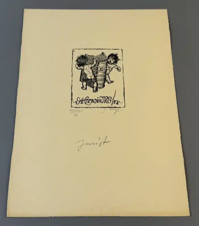 Switbert Lobisser - Holzschnitt - Jurist Op. 234  Exlibris Dr. Erwin Moser -  25x32 cm  signiert nummeriert